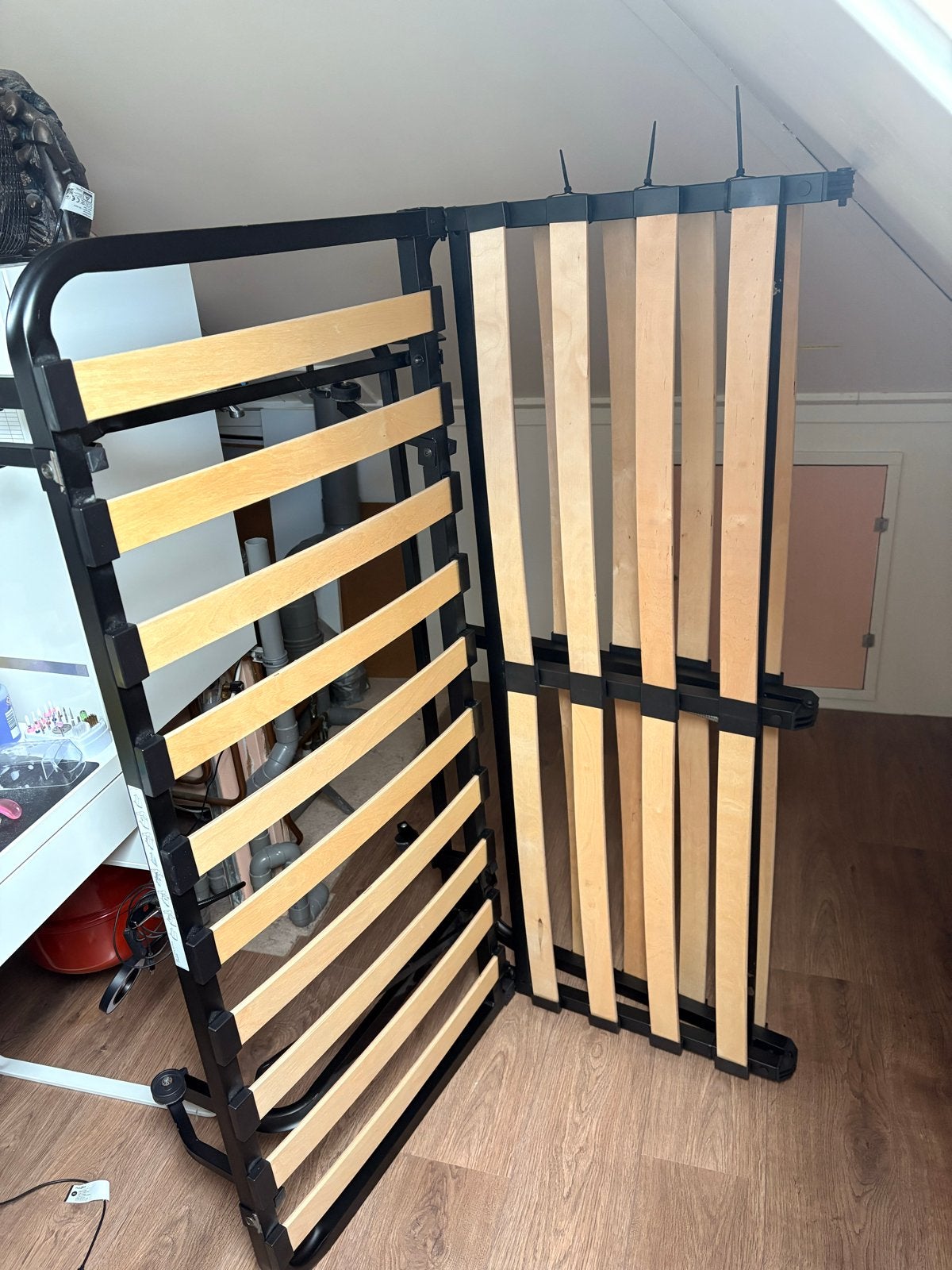 IKEA LYCKSELE LÖVÅS 2-zits slaapbank met lattenbodem, Huis en Inrichting, Ophalen, Zwart, Tweepersoons, Zo goed als nieuw