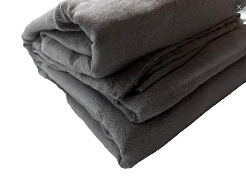 100% linnen dekbedovertrek 260x240 met slopen Muisgrijs, Huis en Inrichting, Slaapkamer | Beddengoed, Ophalen of Verzenden, Ademend
