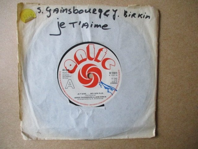 s2276 serge gainsbourg and jane birkin - je taime moi non 2, Cd's en Dvd's, Ophalen, Gebruikt, 7 inch, Overige genres
