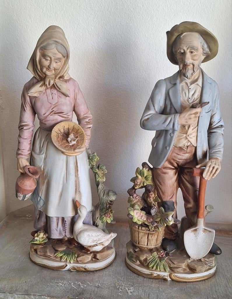 Oude Boer en Boerin, Ophalen, Groep mensen, Handgemaakt, 20 - 50 cm