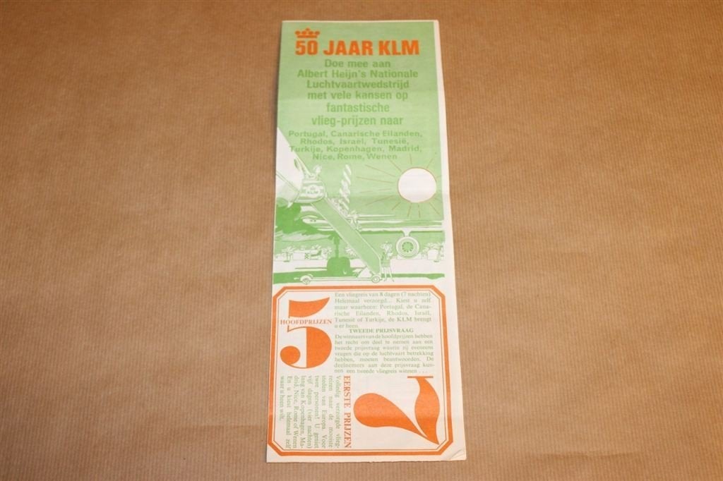 50 jaar KLM - Prijsvraag Albert Heijn - 1969 - Zeldzaam !!, Verzamelen, Ophalen of Verzenden, Zo goed als nieuw, Schaalmodel