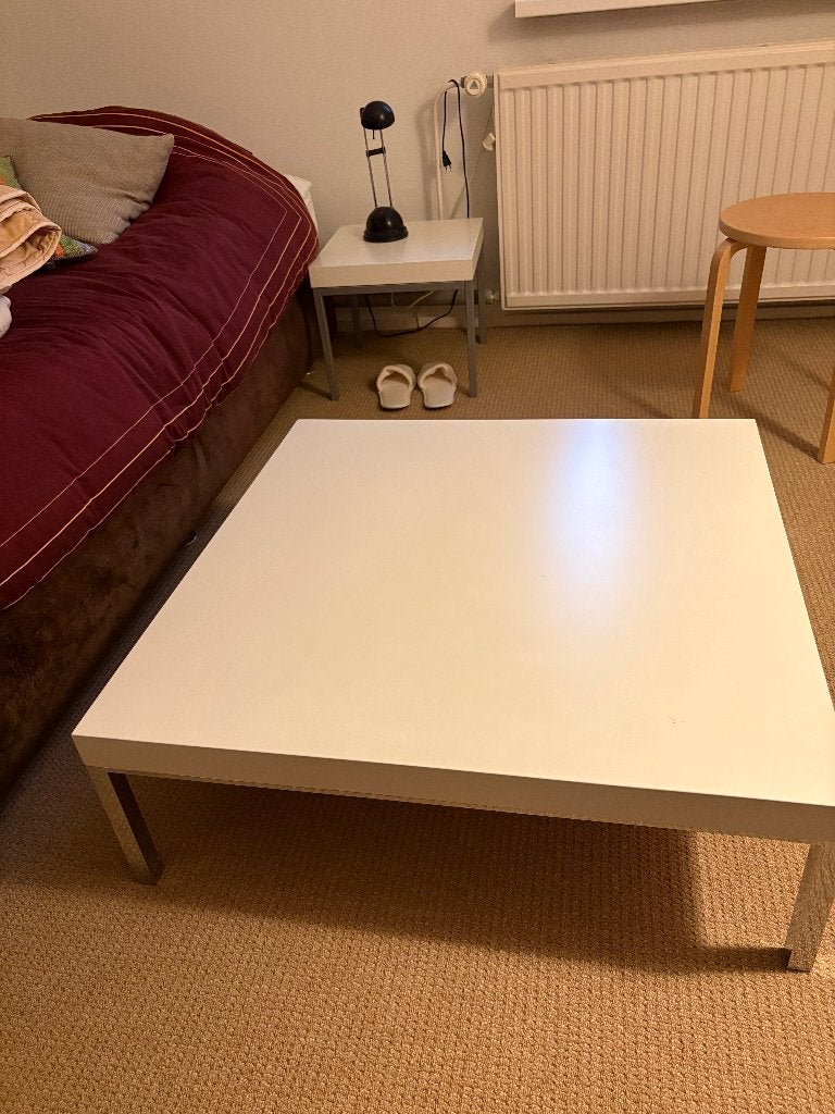Stevige vierkante lage salontafel (wit), Huis en Inrichting, Tafels | Salontafels, Ophalen, Gebruikt, 50 tot 100 cm, Vierkant