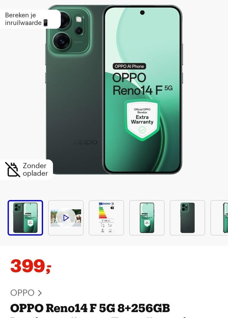 Oppo Reno 14f 5 G compleet met lader etc., Ophalen of Verzenden, Zo goed als nieuw