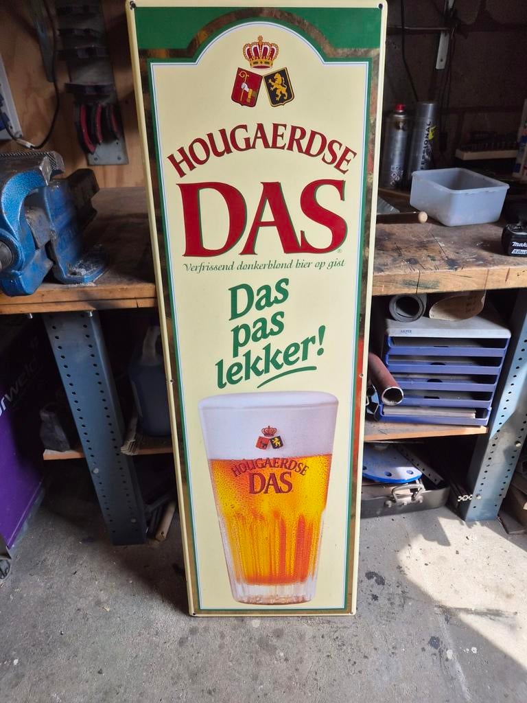 Emaille bord Hougaerdse Das, Verzamelen, Ophalen, Zo goed als nieuw, Reclamebord