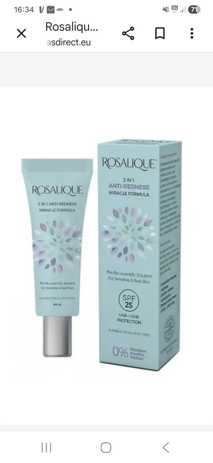 Rosalique 3 in 1 Anti-Redness Miracle Formula SPF 25, Ophalen of Verzenden, Nieuw, Gehele gezicht, Verzorging