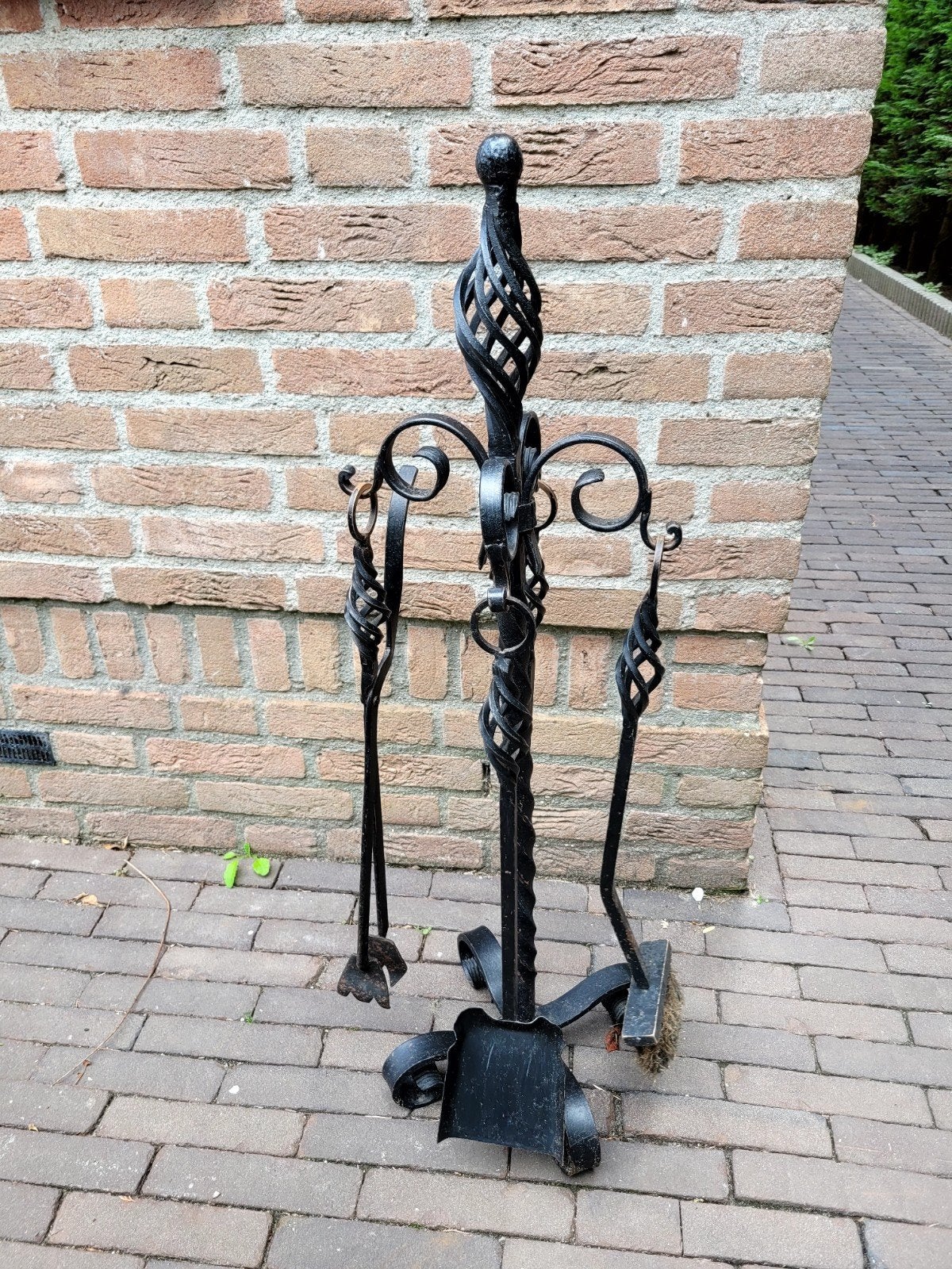 Smeedijzeren haardstel met 4 accessoires, Ophalen, Gebruikt