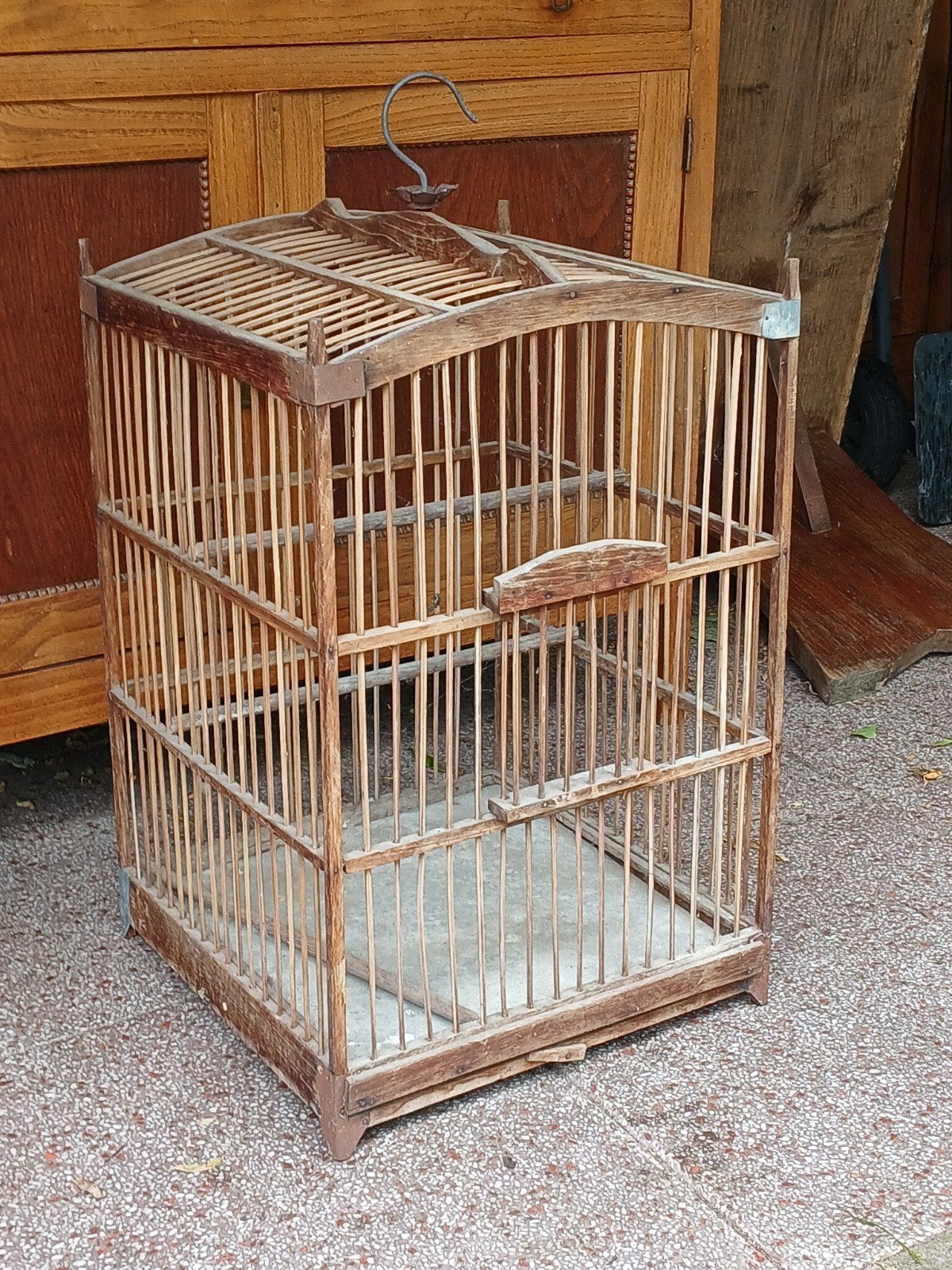 Vintage houten vogelkooi., Antiek en Kunst, Curiosa en Brocante, Ophalen of Verzenden