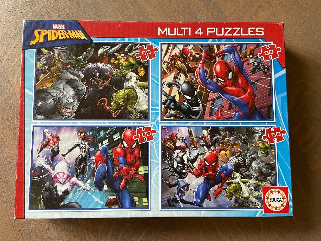 Puzzels Marvel Spiderman 4-in-1, 50 tot 150 stukjes, Ophalen of Verzenden, Meer dan 50 stukjes, 4 tot 6 jaar