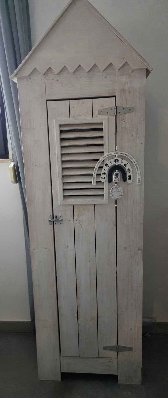 Unieke houten kast in strandhuisstijl, Ophalen, Gebruikt, 105 cm of meer, Minder dan 50 cm