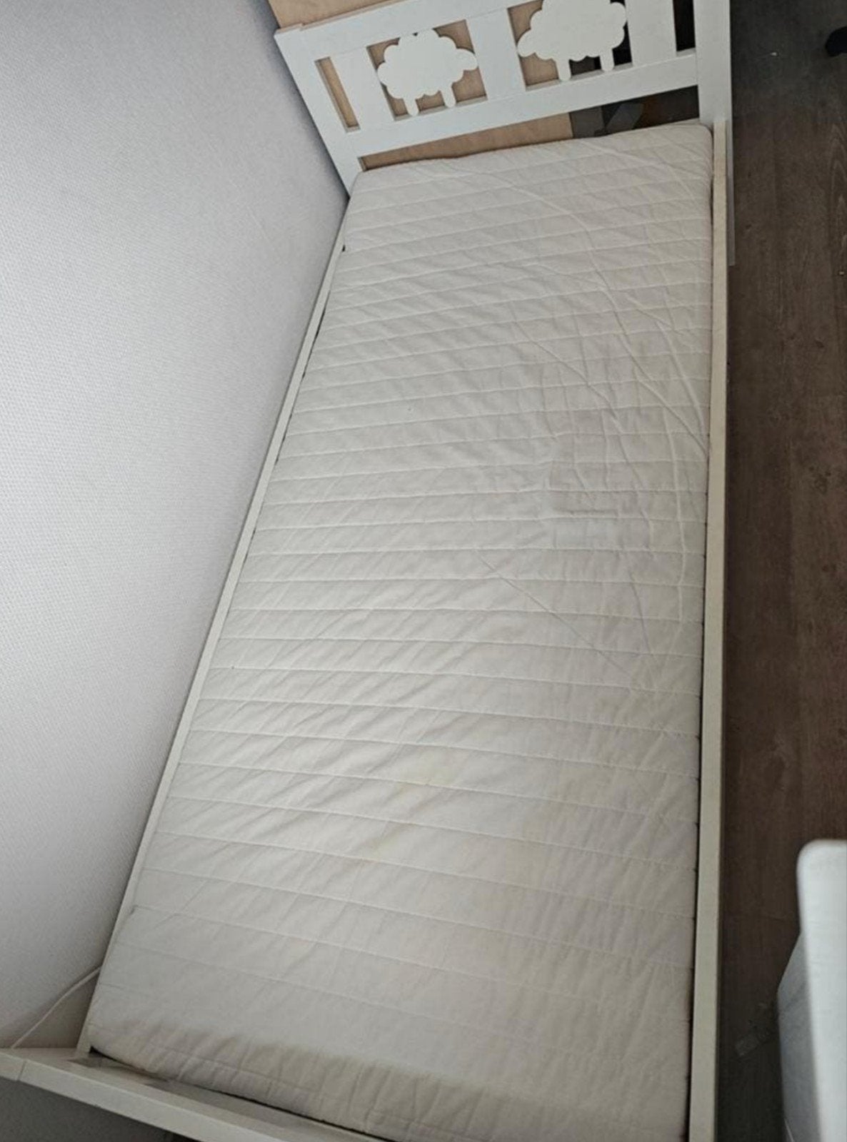 IKEA peuterbed Incl. matras, matrasbeschermer, lattenbod, Gebruikt, 70 tot 85 cm, 140 tot 160 cm, Ophalen
