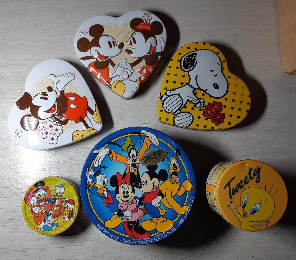 Setje blikken van Disney, Verzamelen, Disney, Verzenden, Overige figuren, Beeldje of Figuurtje