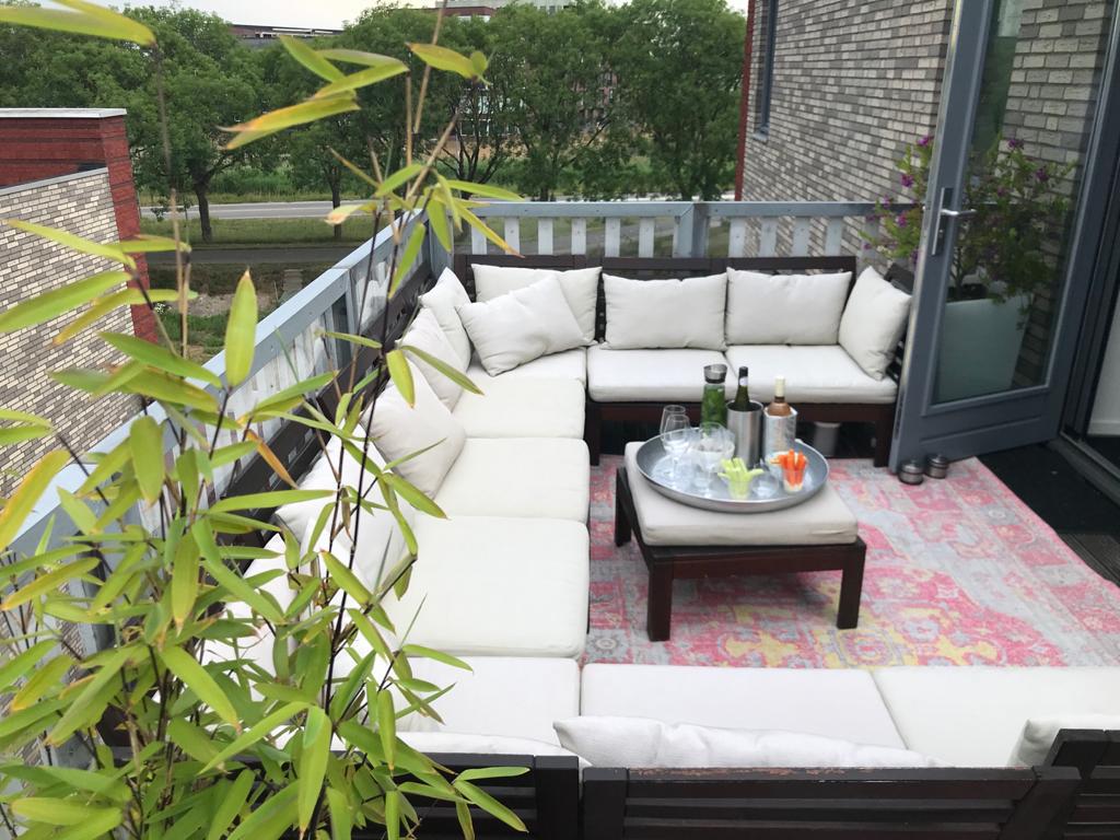 Lounge set in losse elementen, Tuin en Terras, Tuinsets en Loungesets, Gebruikt, Loungeset, Hardhout, 8 zitplaatsen, Hocker, Stoel