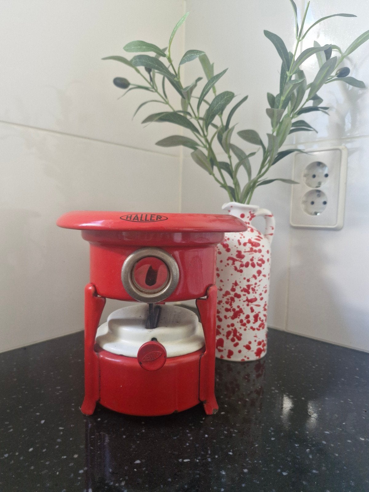 Vintage Haller petroleumstel - Rood emaille, Ophalen of Verzenden