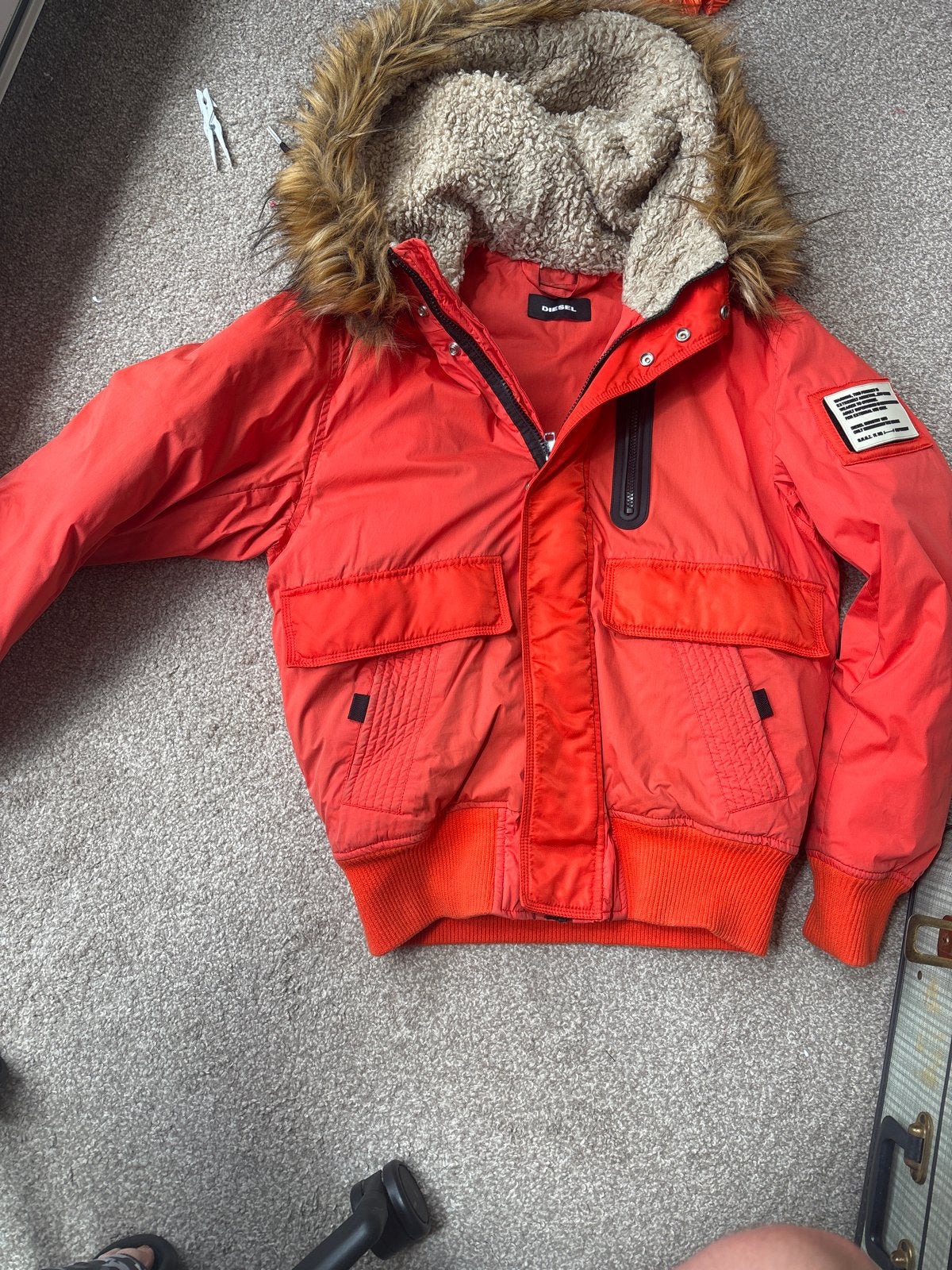 Diesel Winterjas met Bontkraag - Maat M, Kleding | Heren, Jassen | Winter, Ophalen, Gedragen, Maat 48/50 (M), Oranje