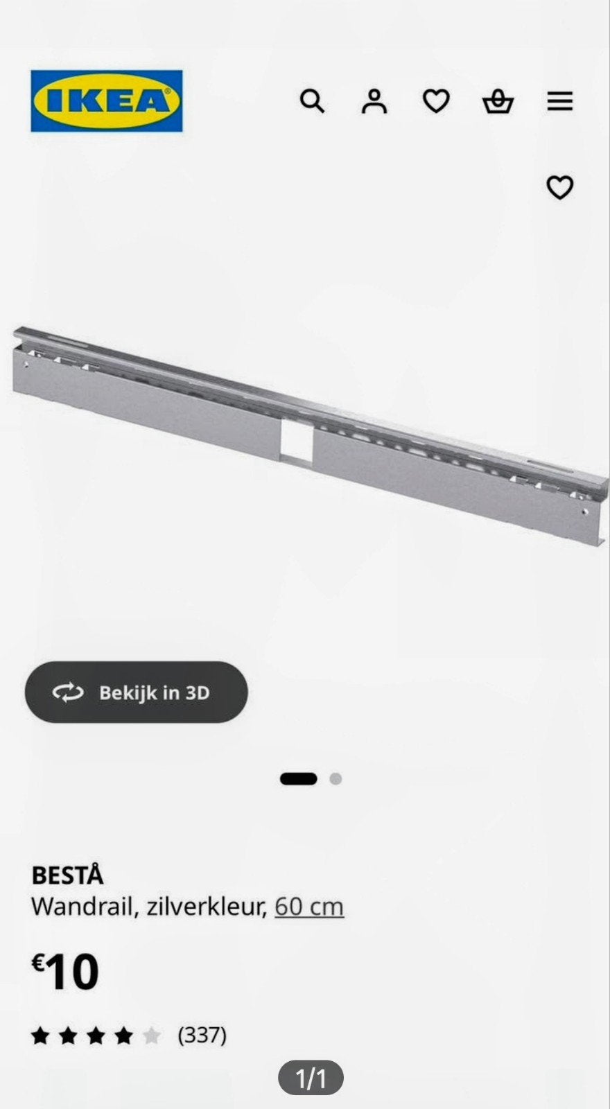 Besta Wandrail 8x, Ophalen of Verzenden