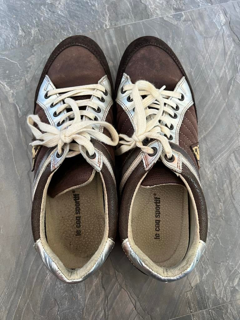 GEBRUIKT! Le Coq Sportif sneakers bruin, maat 43, €20,99, Kleding | Heren, Schoenen, Bruin, Ophalen of Verzenden, Sneakers of Gympen