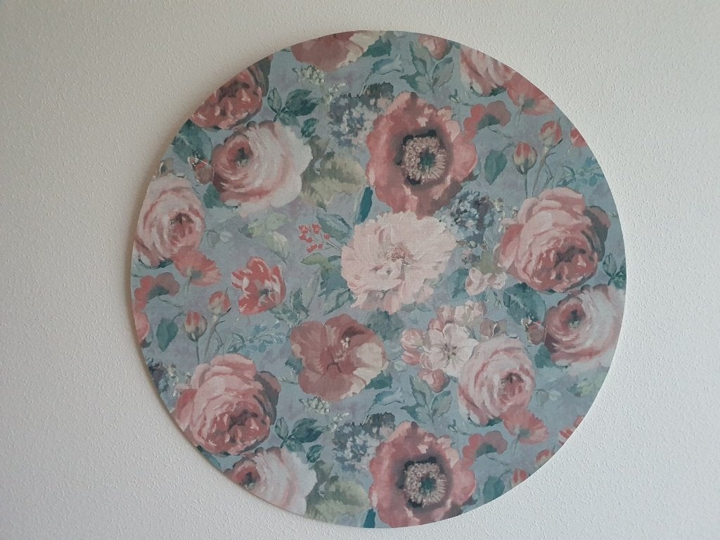 gebloemd rond wandpaneel - Handmade, Ophalen, 80 cm, Decoratieobject, Zo goed als nieuw