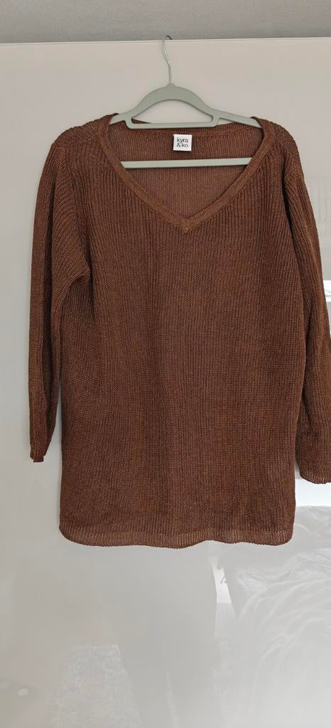 Kyra & Ko Fijngeweven V-hals Trui, Kleding | Dames, Truien en Vesten, Maat 38/40 (M), Bruin, Ophalen of Verzenden, Zo goed als nieuw