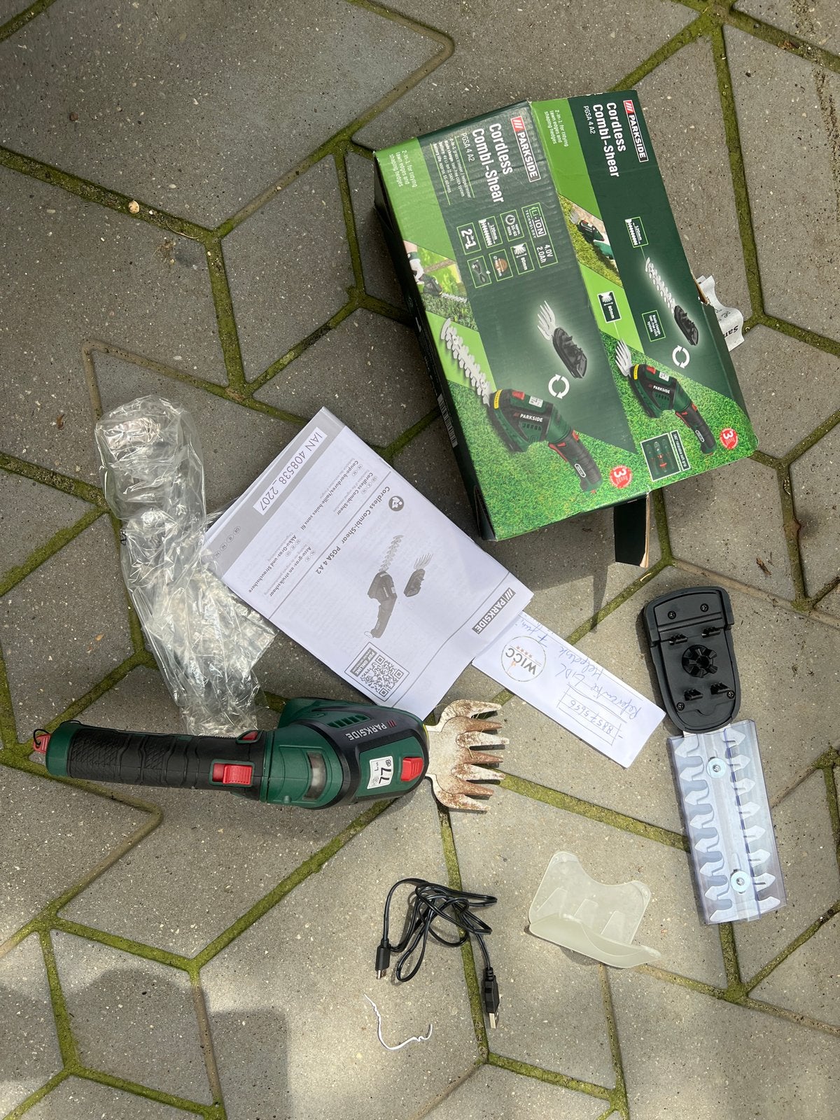 Parkside Accu Combi-Schaar PGSA 4 A2 - Gras- en Struikschaar, Ophalen, Zo goed als nieuw, Accu