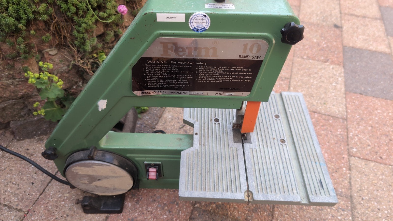 Ferm 10" Lintzaag (Model BS10M) – Motor draait perfect!, Ophalen, Minder dan 600 watt, Lintzaag