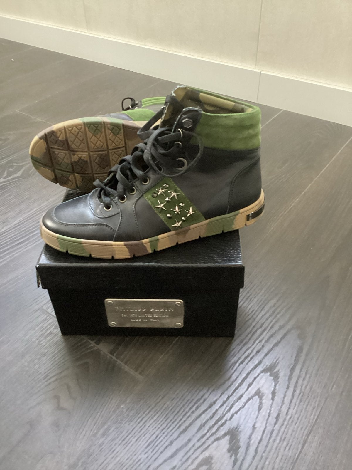 Philipp Plein 'Nation Army' Sneakers Maat 39, Ophalen, Zo goed als nieuw, Zwart, Sneakers of Gympen