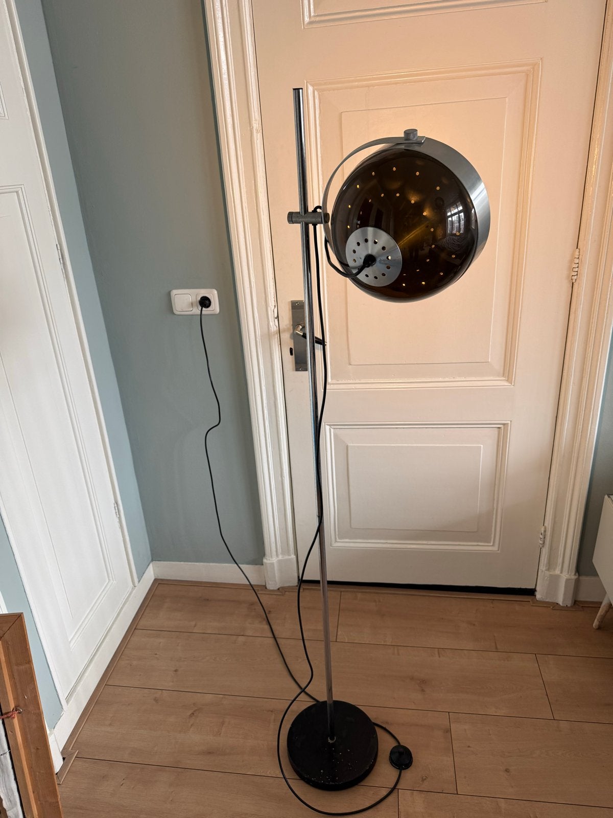 Vintage space age Dijkstra vloerlamp, Ophalen, Gebruikt, E27 (groot), Metaal