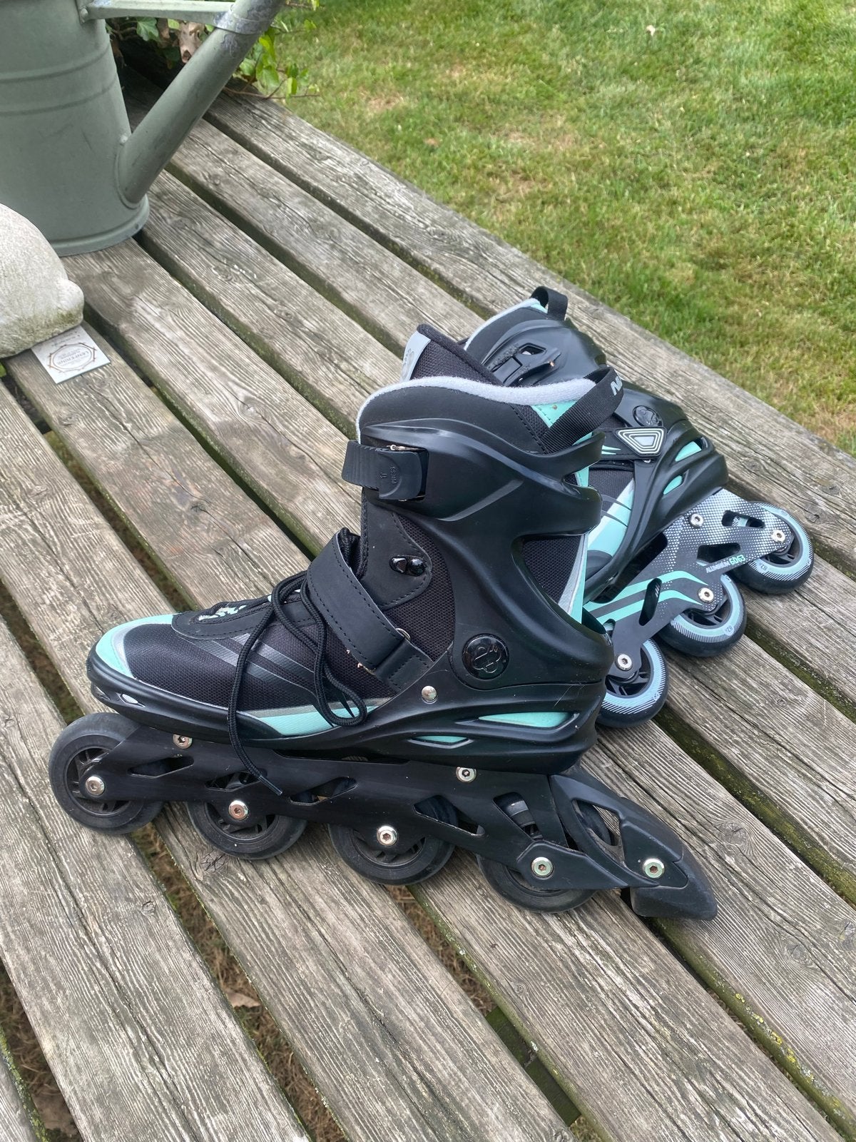 Nijdam inline skates - Zwart/mintgroen - Maat 42, Overige merken, Gebruikt, Ophalen of Verzenden, Inline skates 4 wielen