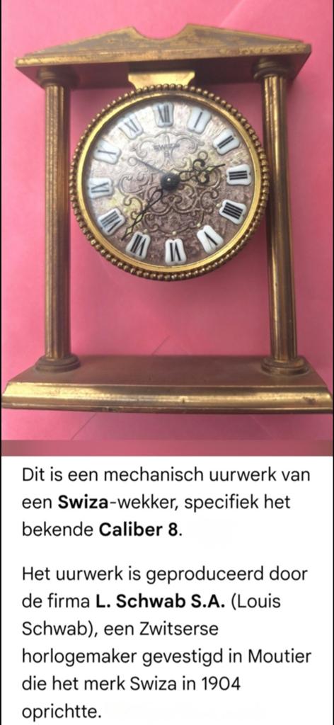 Antieke Swiza wekker - staat stil, Antiek en Kunst, Antiek | Klokken, Ophalen of Verzenden
