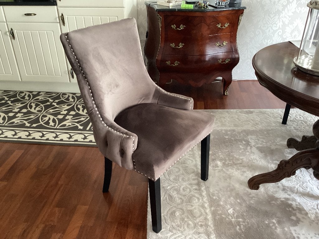 4 eetkamerstoelen chesterfield, Huis en Inrichting, Stoelen, Ophalen, Overige kleuren, Chesterfield, Zo goed als nieuw
