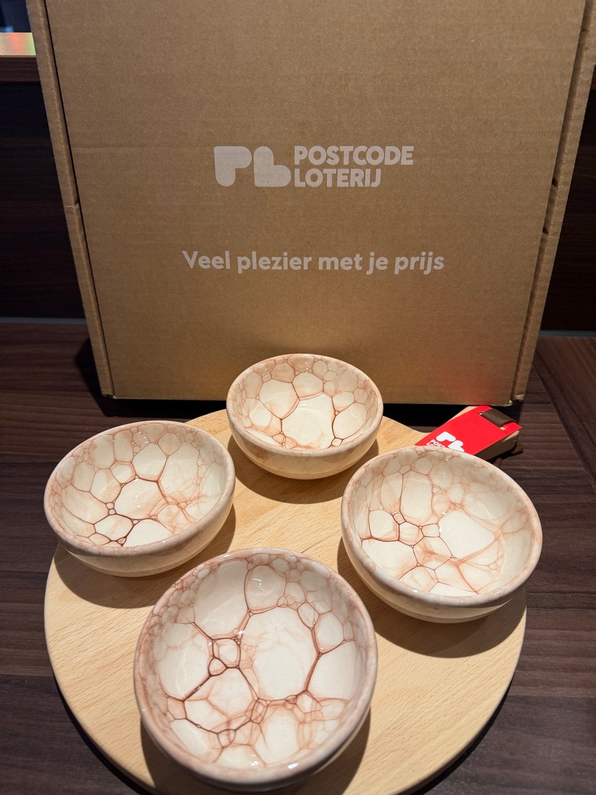 Postcodeloterij borrelplank met schaaltjes, Hout, Snij-/serveerplank, Nieuw, Ophalen of Verzenden