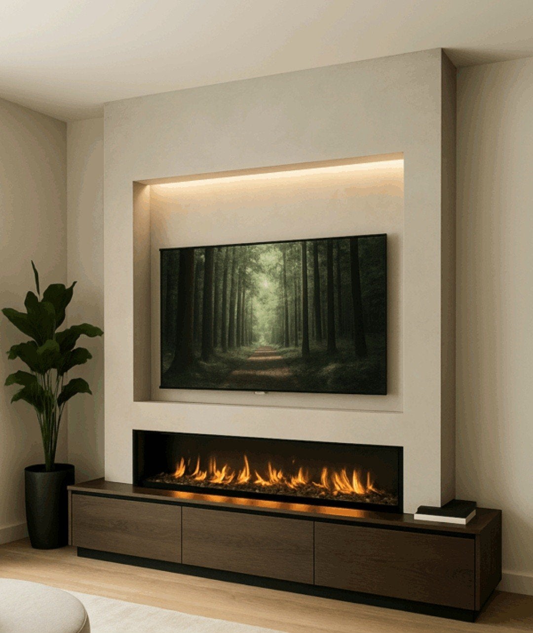 Luxe elektrische haard voor onder TV 152 cm Modern Fires, Ophalen, Elektrische haard, Nieuw, Inbouwhaard