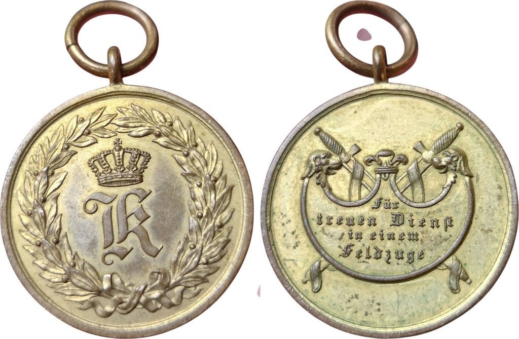 Penning 1866, Wurttemberg, oorlogsgedenkpenning, Postzegels en Munten, Ophalen of Verzenden, Brons, Buitenland