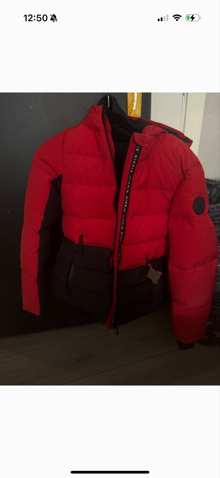 Nikkie winterjas rood/zwart - Maat 36 (S), Ophalen, Zo goed als nieuw, Maat 36 (S), Rood