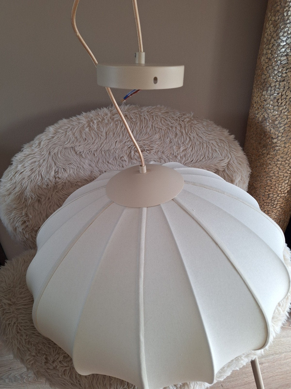 Hanglamp COCO maison, Huis en Inrichting, Beige, Rond, Nieuw, Textiel