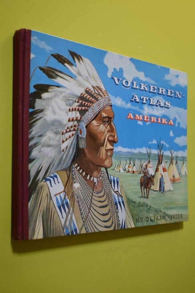 Plaatjesalbum- Volkeren Atlas Amerika- 1956- Compleet-, Boeken, Ophalen of Verzenden, Gelezen, J.V. Jansen, Plaatjesalbum