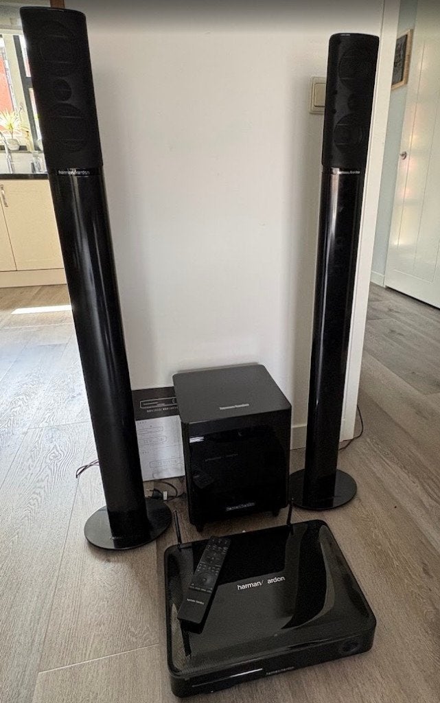 Harman Kardon BDS280S en subwoofer HKTS210SUB, 2.1-systeem, Zo goed als nieuw, Dvd-speler, 40 tot 70 watt