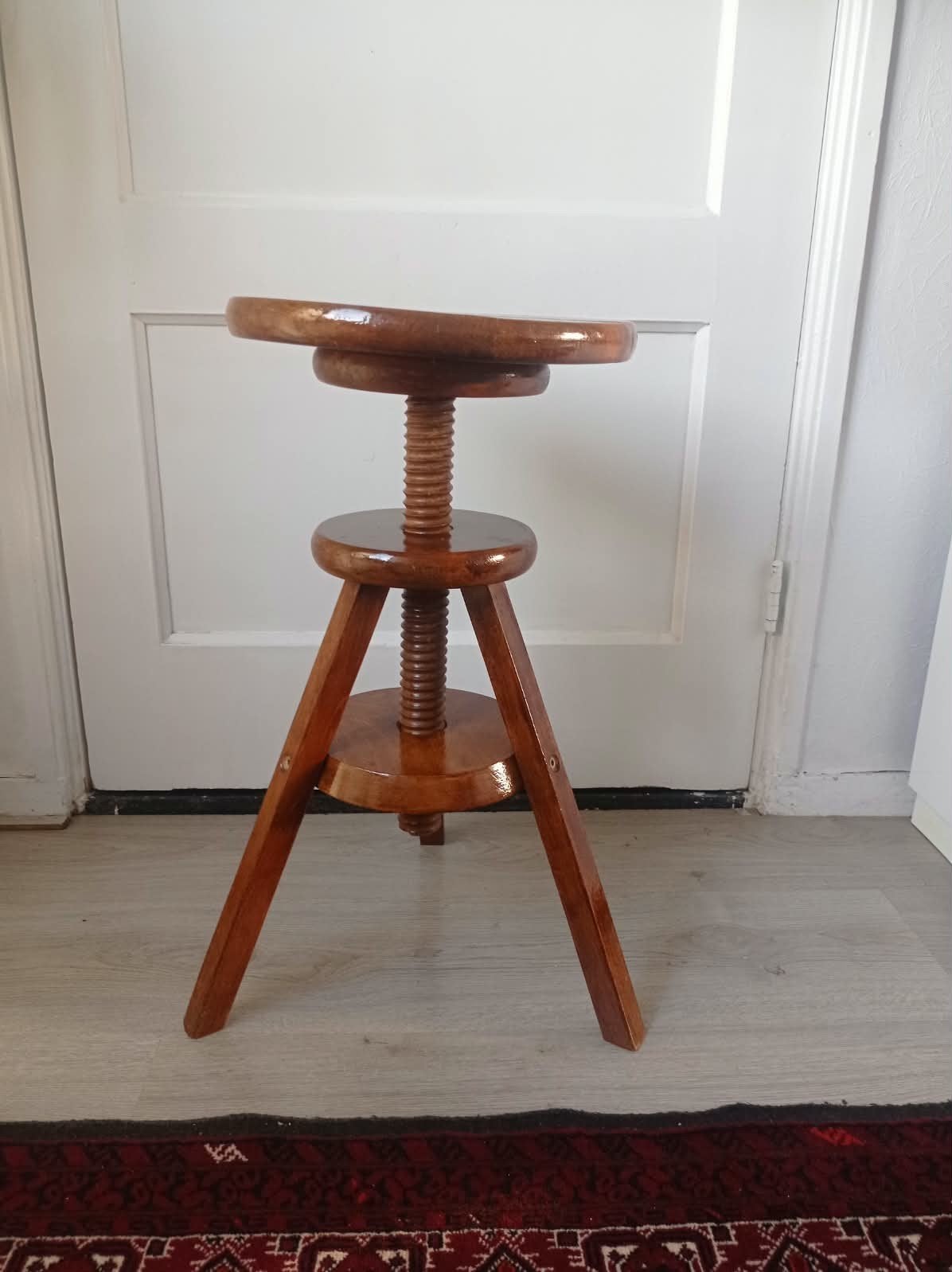 Vintage Draaikruk Hout Verstelbaar Pianokruk Atelierkruk, Huis en Inrichting, Ophalen of Verzenden