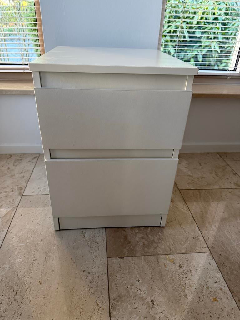 IKEA Kullen nachtkastje- Wit, met 2 lades, Huis en Inrichting, Ophalen, Gebruikt, Minder dan 45 cm, Minder dan 55 cm