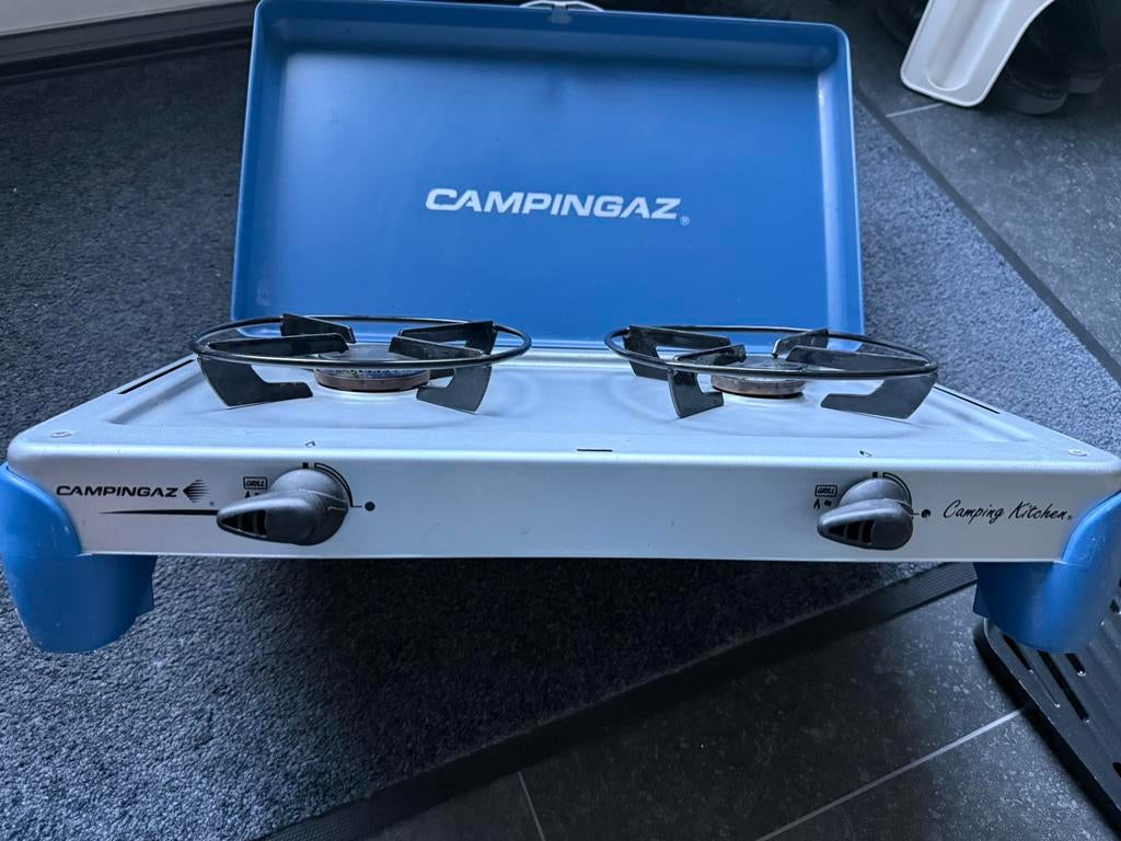 Campinggaz 2 pits toestel met grillrooster, Caravans en Kamperen, Caravan accessoires, Gebruikt, Ophalen of Verzenden