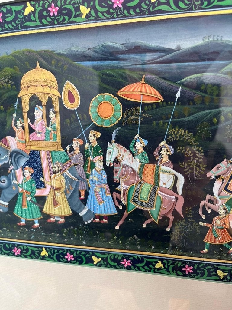 Indiase Indian Mughal scene painting schilderij trouwstoet, Verburgt Vintage, Ophalen of Verzenden, Schipluidenlaan 20 5035KJ Tilburg