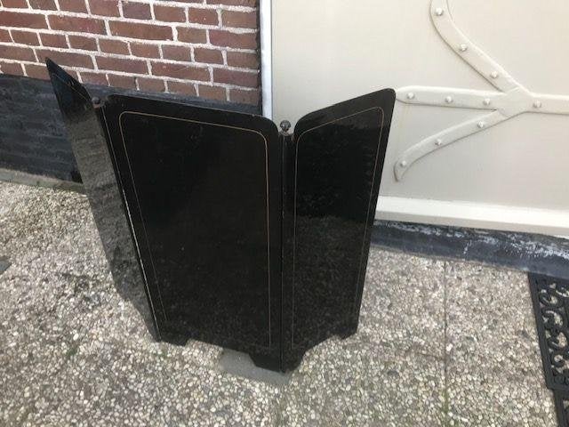 haardscherm antiek plaatstaal zwart, Ophalen of Verzenden, Gebruikt, Vrijstaande haard, Overige soorten
