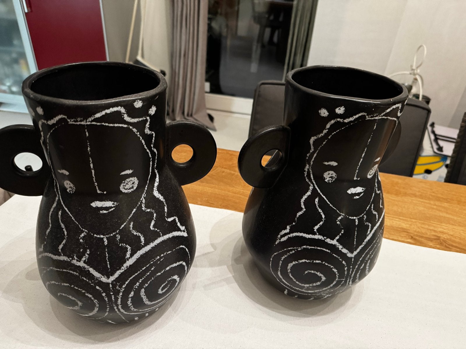 Set van 2 unieke sierpotten met gezichtsdesign, Ophalen