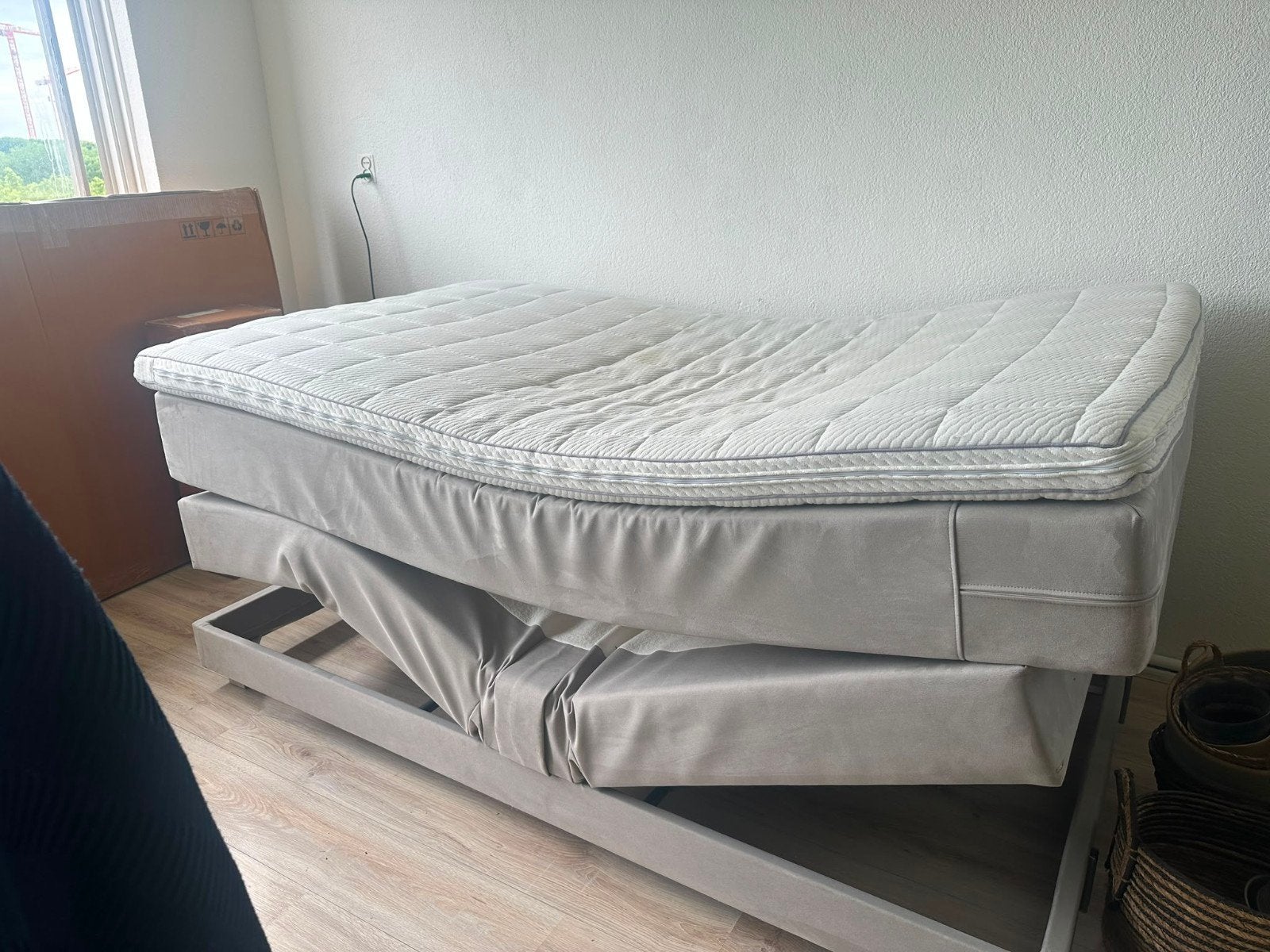 Boxspring, Ophalen, Verstelbaar, Twijfelaar, 120 cm