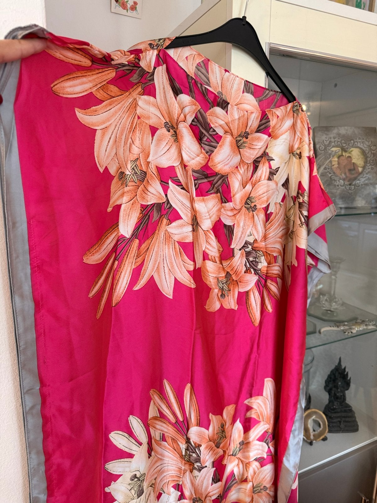 Nieuwe Chic Me Kaftan Roze Satijnlook me Print maat 52/54, Kleding | Dames, Grote Maten, Nieuw, Jurk, Roze, Ophalen of Verzenden