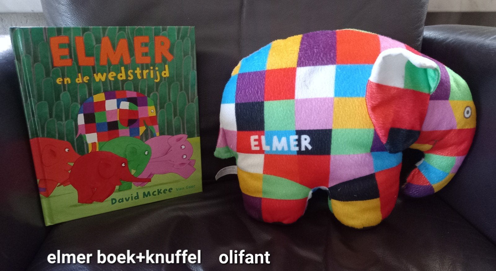 Elmer boek+olifant knuffel (als nieuw), Boeken, Ophalen of Verzenden, Zo goed als nieuw, 3 tot 4 jaar