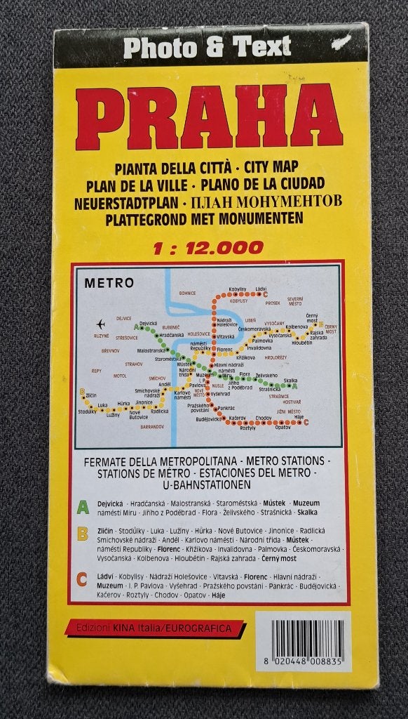 Citymap van Praag (plattegrond met monumenten), Ophalen of Verzenden, Zo goed als nieuw, 1800 tot 2000, Landkaart