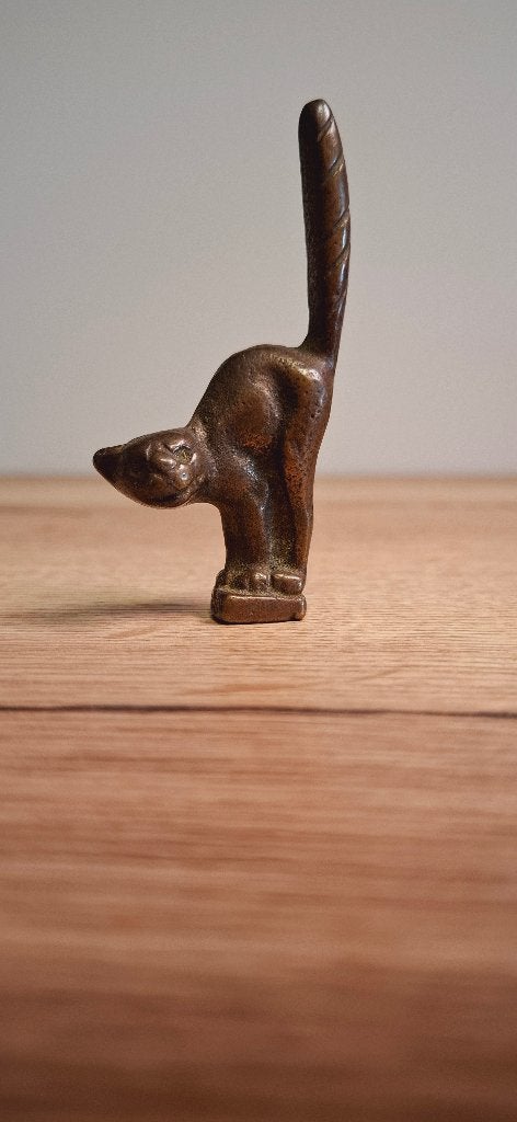 Vintage Messing Kat Ringenhouder Weense Stijl Jaren 50, Antiek en Kunst, Ophalen of Verzenden, Koper