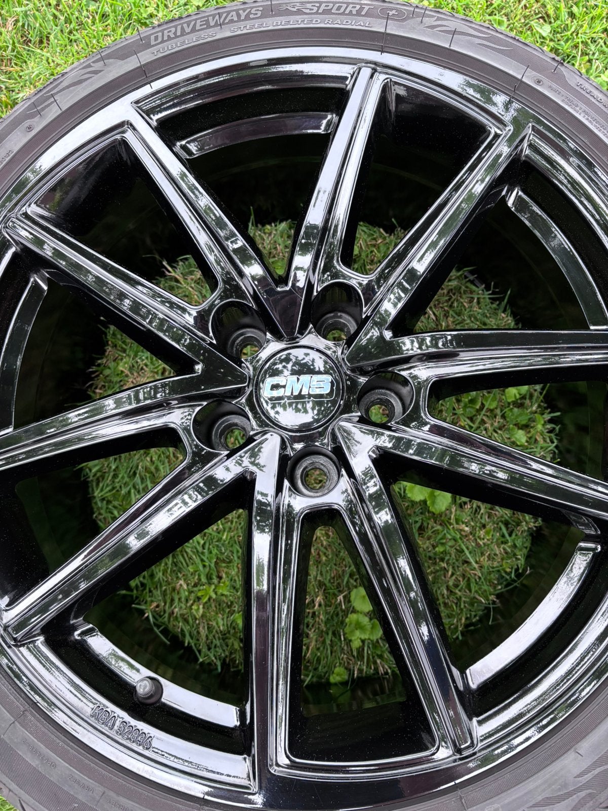 Zwarte cms 18 inch velgen met zomerbanden, Ophalen, 18 inch, Gebruikt, Velg(en)