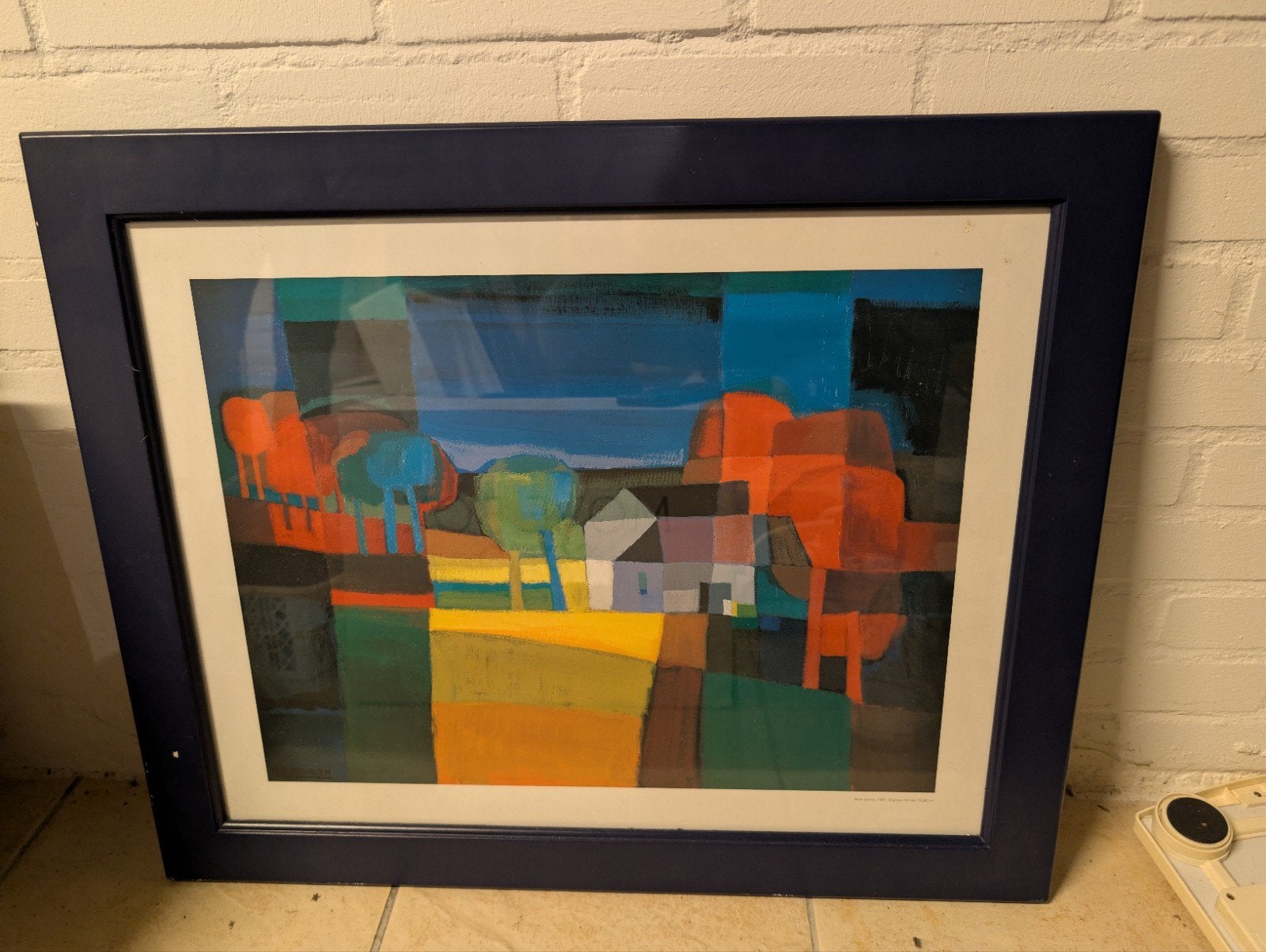 rode bomen 1967, ton schulten, Landschap in Blauwe lijst, Landschap, Papier/karton, Ophalen of Verzenden, Print