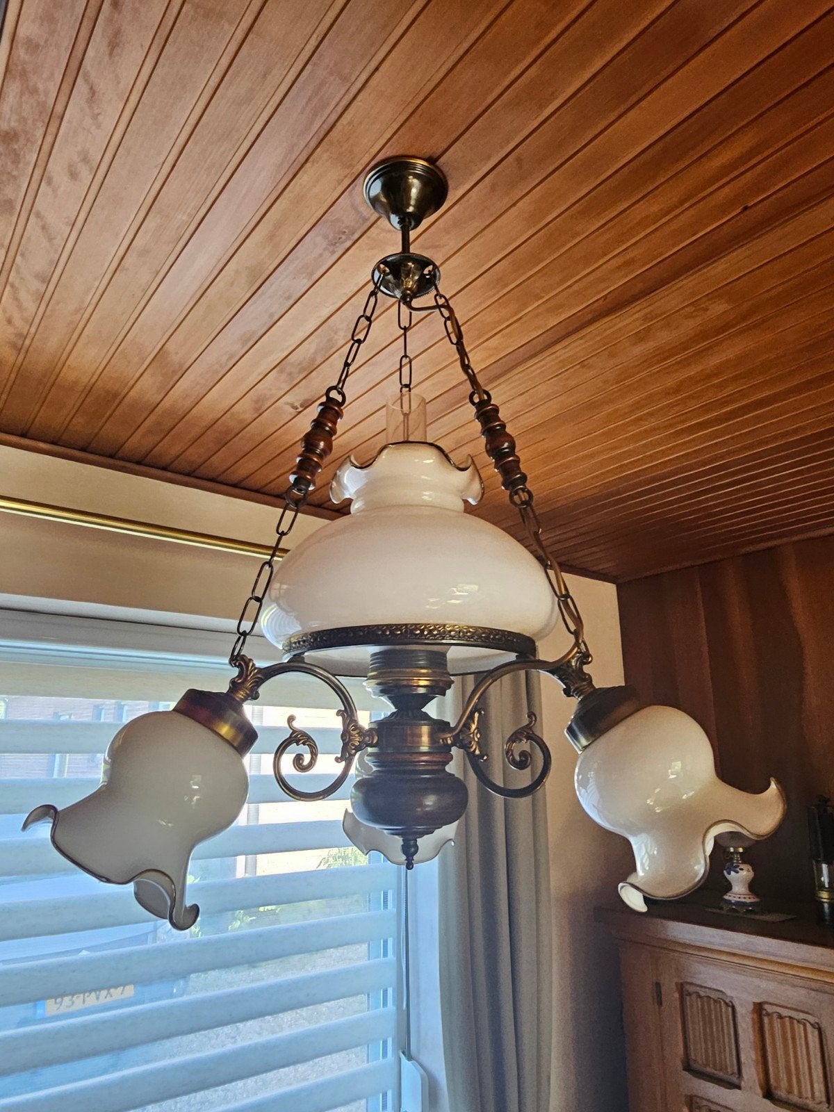 Vintage Hanglamp met 3 Armen - Klassieke Stijl, Ophalen